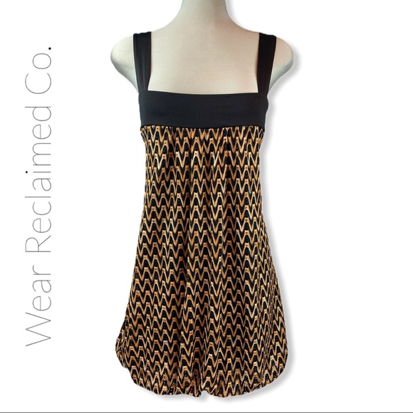 LE CHATEAU Black & Gold Bubble Hem Dress - Picture 1 of 7